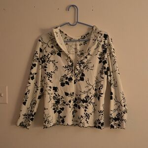Vintage Black and White Floral Blouse